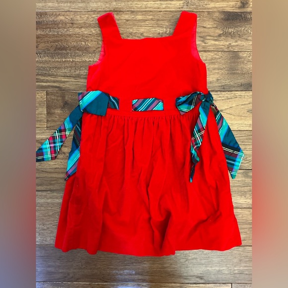 Vintage Chocolate Soup Red Dress with Green Plaid Ribbon, 4T - Picture 1 of 7